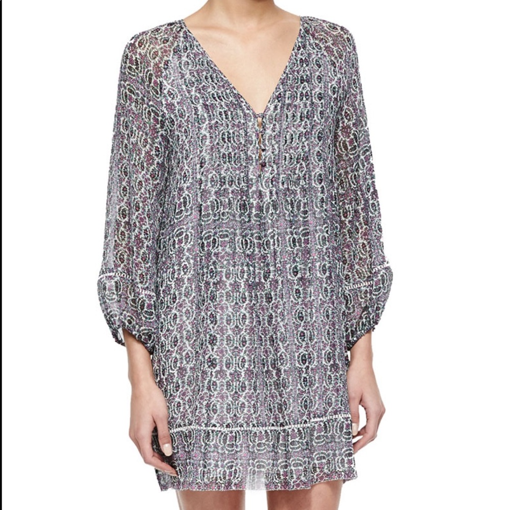 Joie | Sevigny Printed Silk Dress - Pink, Blue, Green and White - Picture 1 of 13